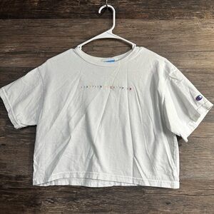 Champion White Crop Top with Multicolor Logo